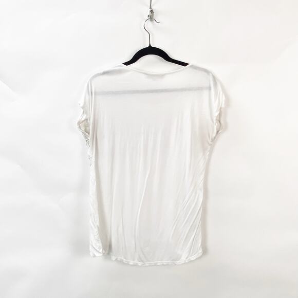 LOFT Small Womens White Black Crochet Detail Pullover Top Blouse - Picture 6 of 8